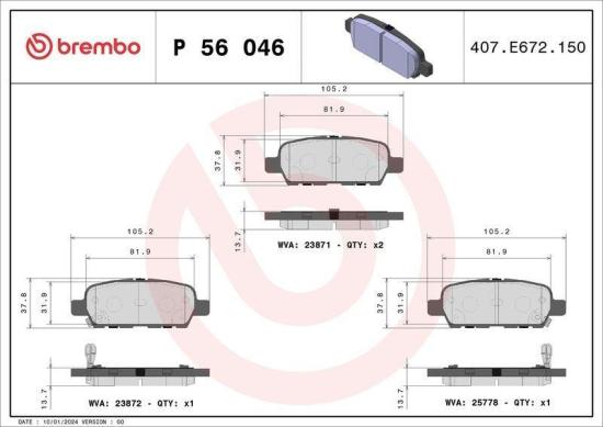 BREMBO Bremsscheibe 08.A715.11 + Bremsbelagsatz, Scheibenbremse P 56 046 Bild BREMBO Bremsscheibe 08.A715.11 + Bremsbelagsatz, Scheibenbremse P 56 046