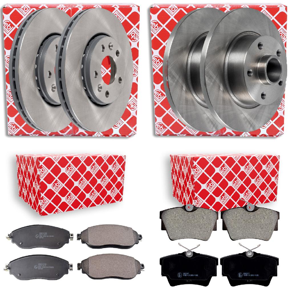 FEBI BILSTEIN Bremsbelagsatz, Scheibenbremse 16472 + Bremsscheibe 108665 + Bremsbelagsatz, Scheibenbremse 116286 + Bremsscheibe 108625