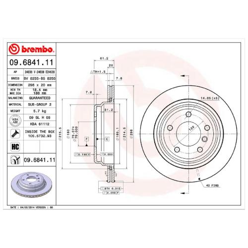 BREMBO Bremsbelagsatz, Scheibenbremse P 06 023 + Bremsscheibe 09.6841.11 Bild BREMBO Bremsbelagsatz, Scheibenbremse P 06 023 + Bremsscheibe 09.6841.11
