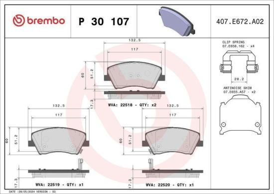 BREMBO Bremsscheibe 09.C249.1X + Bremsbelagsatz, Scheibenbremse P 30 107 Bild BREMBO Bremsscheibe 09.C249.1X + Bremsbelagsatz, Scheibenbremse P 30 107
