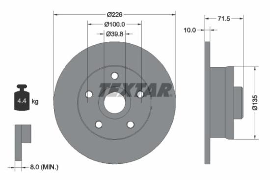 TEXTAR Bremsscheibe 92057200 + Bremsbelagsatz, Scheibenbremse 2355401 Bild TEXTAR Bremsscheibe 92057200 + Bremsbelagsatz, Scheibenbremse 2355401
