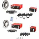 BREMBO Bremsbelagsatz, Scheibenbremse P 85 044 + Bremsbelagsatz, Scheibenbremse P 85 017 + Bremsscheibe 08.9918.21 + Bremsscheibe 09.7196.11