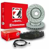 ATE Warnkontakt, Bremsbelagverschleiß 24.8190-0298.2 ZIMMERMANN Bremsbelagsatz, Scheibenbremse 25133.205.1 + Bremsscheibe 150.2907.70 + Bremsscheibe 150.2908.70