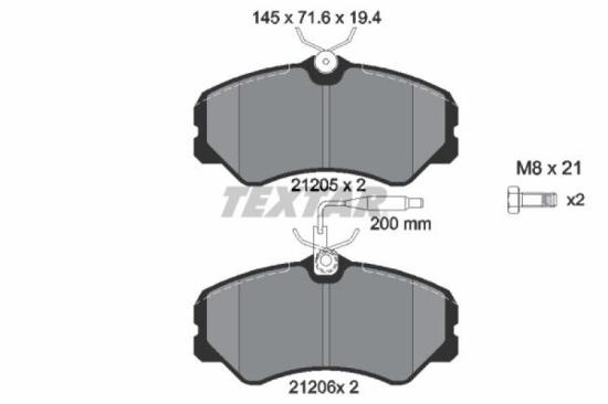 TEXTAR Bremsbelagsatz, Scheibenbremse 2120501 + Bremsscheibe 92034400 Bild TEXTAR Bremsbelagsatz, Scheibenbremse 2120501 + Bremsscheibe 92034400