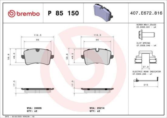 BREMBO Bremsscheibe 09.B969.11 + Bremsbelagsatz, Scheibenbremse P 85 150 Bild BREMBO Bremsscheibe 09.B969.11 + Bremsbelagsatz, Scheibenbremse P 85 150
