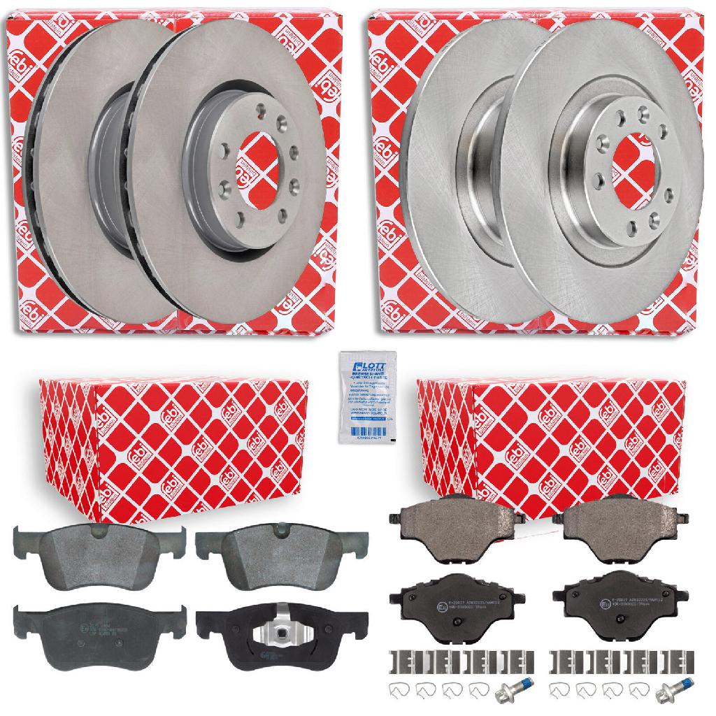 FEBI BILSTEIN Bremsbelagsatz, Scheibenbremse 16957 + Bremsscheibe 104526 + Bremsbelagsatz, Scheibenbremse 116242 + Bremsscheibe 104169