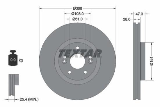 TEXTAR Bremsbelagsatz, Scheibenbremse 2324802 + Bremsscheibe 92157700 Bild TEXTAR Bremsbelagsatz, Scheibenbremse 2324802 + Bremsscheibe 92157700