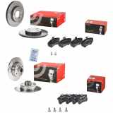 BREMBO Bremsscheibe 09.5166.11 + Bremsbelagsatz, Scheibenbremse P 85 032 + Bremsscheibe 08.5005.14 + Bremsbelagsatz, Scheibenbremse P 85 017
