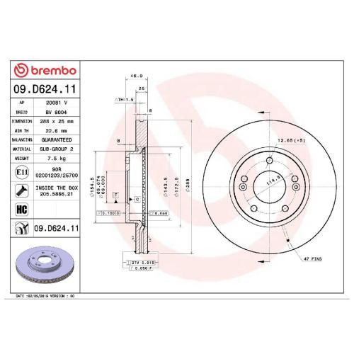 BREMBO Bremsscheibe 09.D624.11 + Bremsbelagsatz, Scheibenbremse P 30 110 Bild BREMBO Bremsscheibe 09.D624.11 + Bremsbelagsatz, Scheibenbremse P 30 110