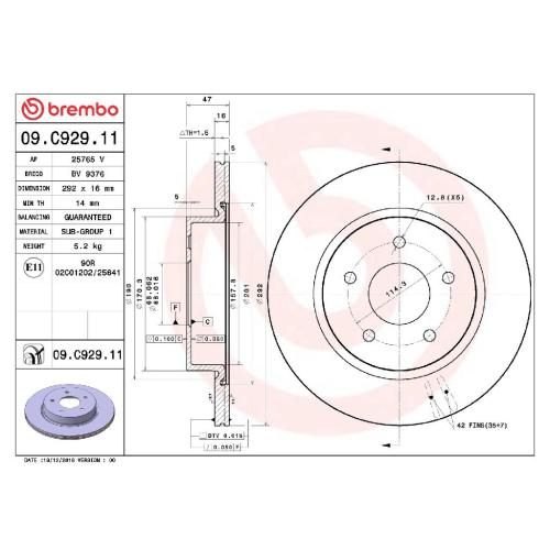 BREMBO Bremsscheibe 09.C929.11 + Bremsbelagsatz, Scheibenbremse P 56 098 Bild BREMBO Bremsscheibe 09.C929.11 + Bremsbelagsatz, Scheibenbremse P 56 098