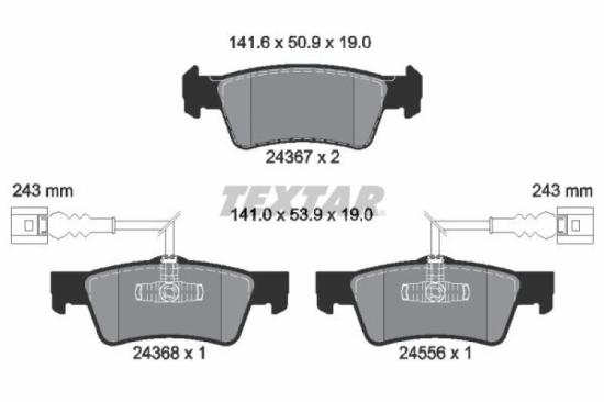 TEXTAR Bremsbelagsatz, Scheibenbremse 2436701 + Bremsscheibe 92121903 + Bremsbelagsatz, Scheibenbremse 2374901 + Bremsscheibe 92279505 Bild TEXTAR Bremsbelagsatz, Scheibenbremse 2436701 + Bremsscheibe 92121903 + Bremsbelagsatz, Scheibenbremse 2374901 + Bremsscheibe 92279505