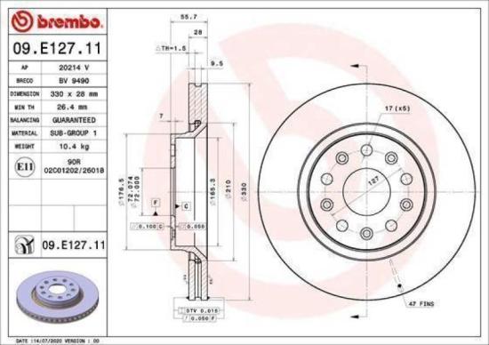 BREMBO Bremsbelagsatz, Scheibenbremse P 11 035 + Bremsscheibe 09.E127.11 Bild BREMBO Bremsbelagsatz, Scheibenbremse P 11 035 + Bremsscheibe 09.E127.11