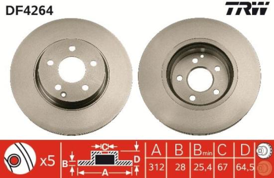 TRW Bremsscheibe DF4264 + Warnkontakt, Bremsbelagverschleiß GIC336 + Warnkontakt, Bremsbelagverschleiß GIC198 + Bremsbelagsatz, Scheibenbremse GDB1543 Bild TRW Bremsscheibe DF4264 + Warnkontakt, Bremsbelagverschleiß GIC336 + Warnkontakt, Bremsbelagverschleiß GIC198 + Bremsbelagsatz, Scheibenbremse GDB1543