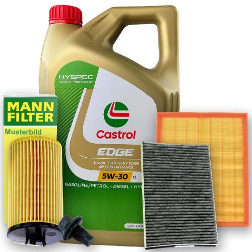 Castrol Motoröl + Ölfilter + Luftfilter + Innenraumfilter + Ablassschraube Bild Castrol Motoröl + Ölfilter + Luftfilter + Innenraumfilter + Ablassschraube