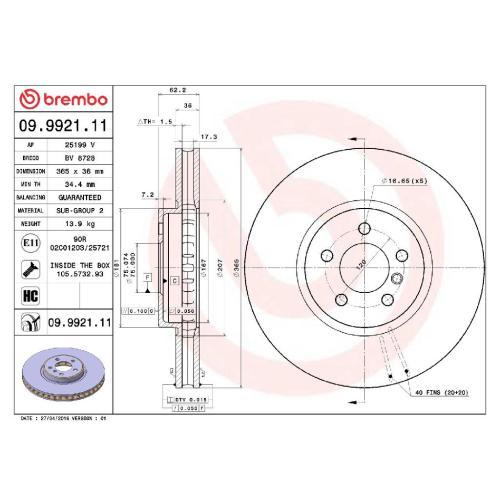 BREMBO Bremsbelagsatz, Scheibenbremse P 06 058 + Bremsscheibe 09.9921.11 Bild BREMBO Bremsbelagsatz, Scheibenbremse P 06 058 + Bremsscheibe 09.9921.11