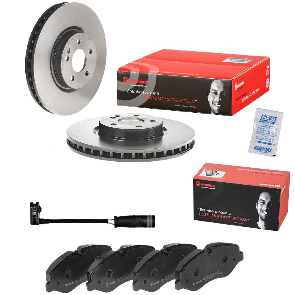 BREMBO Warnkontakt, Bremsbelagverschleiß A 00 287 + Bremsscheibe 09.C064.11 + Bremsbelagsatz, Scheibenbremse P 50 129