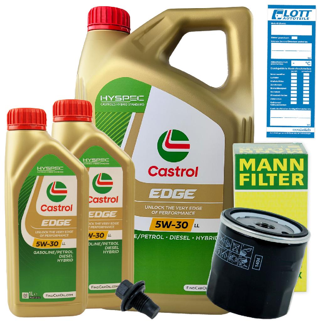 Ölwechsel Set 7L 5W30 Öl Motoröl CASTROL + MANN Ölfilter + Ablassschraube