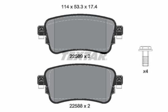 TEXTAR Bremsbelagsatz, Scheibenbremse 2258801 + Bremsscheibe 92267303 Bild TEXTAR Bremsbelagsatz, Scheibenbremse 2258801 + Bremsscheibe 92267303