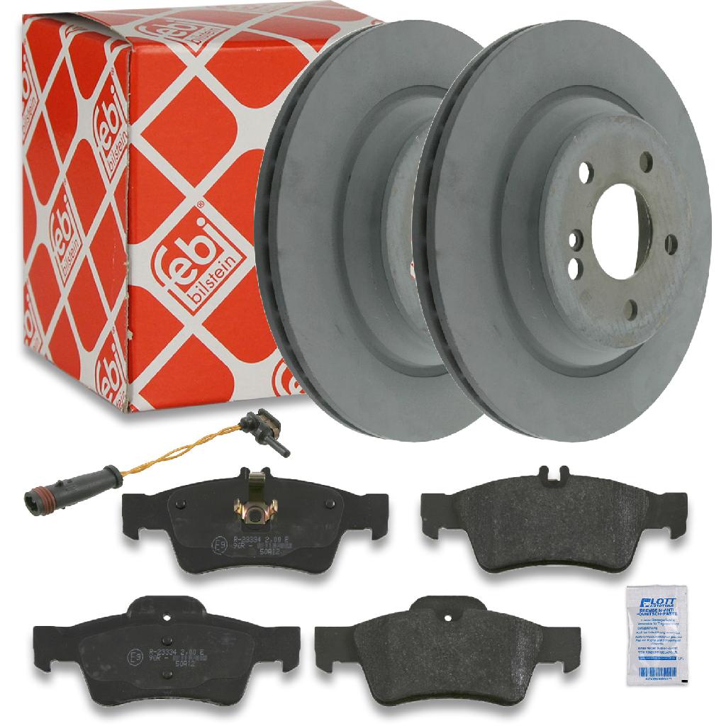 FEBI BILSTEIN Bremsbelagsatz, Scheibenbremse 16451 + Bremsscheibe 23177 + Warnkontakt, Bremsbelagverschleiß 19186