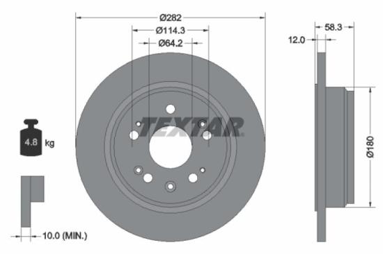 TEXTAR Bremsbelagsatz, Scheibenbremse 2365201 + Bremsscheibe 92144500 Bild TEXTAR Bremsbelagsatz, Scheibenbremse 2365201 + Bremsscheibe 92144500