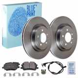 FEBI BILSTEIN Warnkontakt, Bremsbelagverschleiß 47372 BLUE PRINT Bremsbelagsatz, Scheibenbremse ADJ134241 + Bremsscheibe ADJ134348