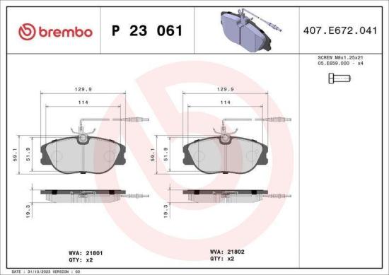 BREMBO Bremsscheibe 09.5180.24 + Bremsbelagsatz, Scheibenbremse P 23 061 Bild BREMBO Bremsscheibe 09.5180.24 + Bremsbelagsatz, Scheibenbremse P 23 061
