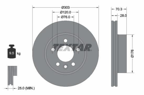 TEXTAR Bremsbelagsatz, Scheibenbremse 2214703 + Bremsscheibe 92288403 Bild TEXTAR Bremsbelagsatz, Scheibenbremse 2214703 + Bremsscheibe 92288403