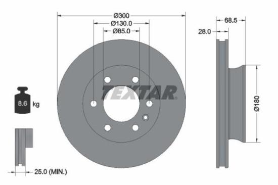 TEXTAR Bremsbelagsatz, Scheibenbremse 2920002 + Warnkontakt, Bremsbelagverschleiß 98033700 + Bremsscheibe 92301203 Bild TEXTAR Bremsbelagsatz, Scheibenbremse 2920002 + Warnkontakt, Bremsbelagverschleiß 98033700 + Bremsscheibe 92301203