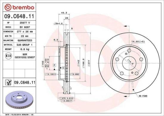 BREMBO Bremsbelagsatz, Scheibenbremse P 83 150 + Bremsscheibe 09.C648.11 Bild BREMBO Bremsbelagsatz, Scheibenbremse P 83 150 + Bremsscheibe 09.C648.11