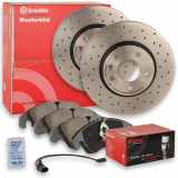 BREMBO Bremsscheibe 08.C115.1X + Bremsbelagsatz, Scheibenbremse P 06 071 + Warnkontakt, Bremsbelagverschleiß A 00 474