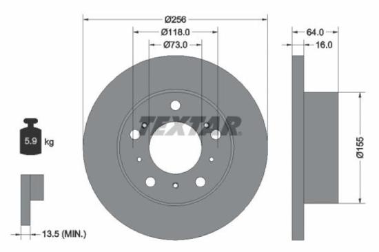 TEXTAR Bremsbelagsatz, Scheibenbremse 2120501 + Bremsscheibe 92034400 Bild TEXTAR Bremsbelagsatz, Scheibenbremse 2120501 + Bremsscheibe 92034400