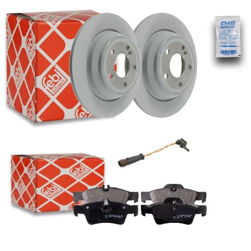 FEBI BILSTEIN Bremsbelagsatz, Scheibenbremse 16451 + Bremsscheibe 22205 + Warnkontakt, Bremsbelagverschleiß 19186 Bild FEBI BILSTEIN Bremsbelagsatz, Scheibenbremse 16451 + Bremsscheibe 22205 + Warnkontakt, Bremsbelagverschleiß 19186