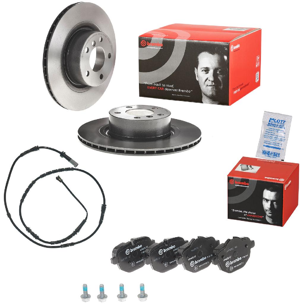 BREMBO Bremsscheibe 09.B569.11 + Warnkontakt, Bremsbelagverschleiß A 00 455 + Bremsbelagsatz, Scheibenbremse P 06 064