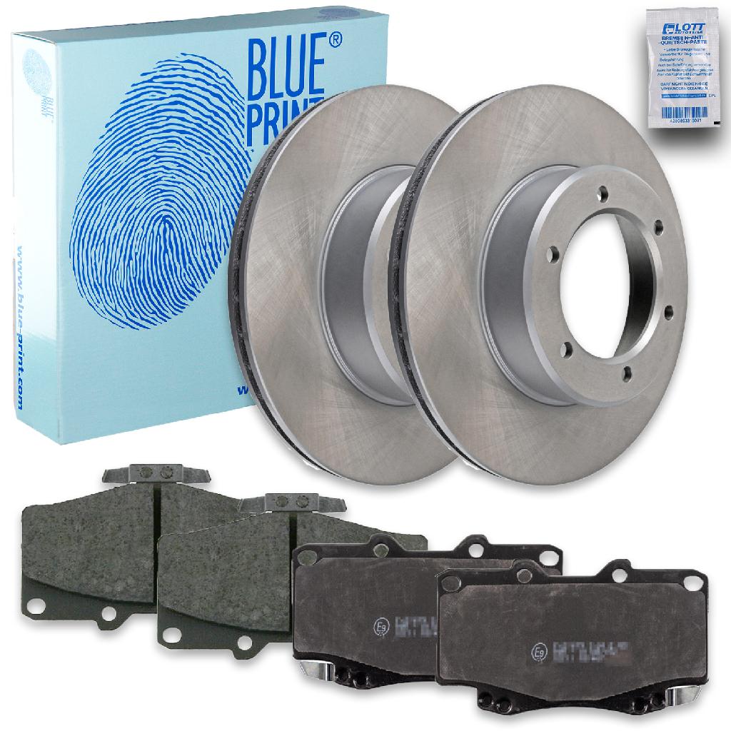 BLUE PRINT Bremsscheibe ADT343100 + Bremsbelagsatz, Scheibenbremse ADT34281
