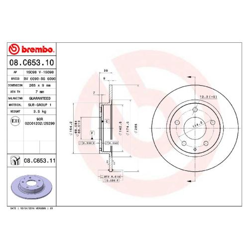 BREMBO Bremsscheibe 08.C653.11 + Bremsbelagsatz, Scheibenbremse P 49 064 Bild BREMBO Bremsscheibe 08.C653.11 + Bremsbelagsatz, Scheibenbremse P 49 064