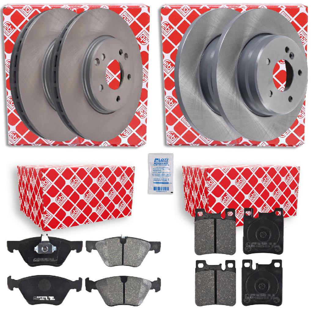 FEBI BILSTEIN Bremsbelagsatz, Scheibenbremse 16028 + Bremsscheibe 04630 + Bremsbelagsatz, Scheibenbremse 16158 + Bremsscheibe 17829