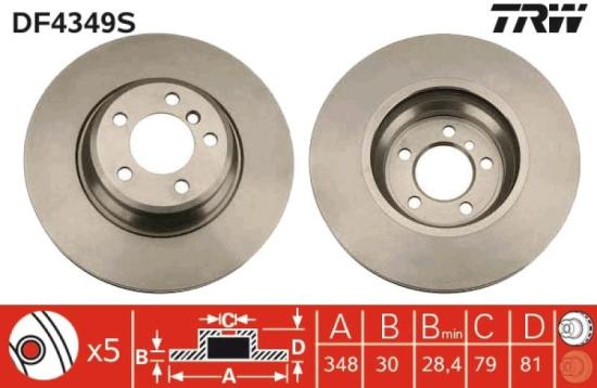 TRW Warnkontakt, Bremsbelagverschleiß GIC192 + Bremsbelagsatz, Scheibenbremse GDB1498 + Bremsscheibe DF4349S Bild TRW Warnkontakt, Bremsbelagverschleiß GIC192 + Bremsbelagsatz, Scheibenbremse GDB1498 + Bremsscheibe DF4349S