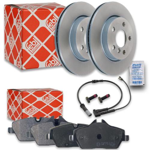 FEBI BILSTEIN Bremsscheibe 104102 + Bremsbelagsatz, Scheibenbremse 16786 + Warnkontakt, Bremsbelagverschleiß 101071 Bild FEBI BILSTEIN Bremsscheibe 104102 + Bremsbelagsatz, Scheibenbremse 16786 + Warnkontakt, Bremsbelagverschleiß 101071