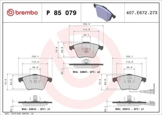 BREMBO Bremsbelagsatz, Scheibenbremse P 85 079 + Bremsscheibe 09.C892.1X Bild BREMBO Bremsbelagsatz, Scheibenbremse P 85 079 + Bremsscheibe 09.C892.1X