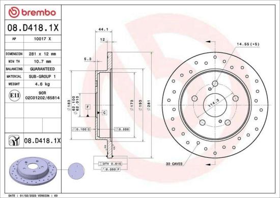 BREMBO Bremsbelagsatz, Scheibenbremse P 83 160 + Bremsscheibe 08.D418.1X Bild BREMBO Bremsbelagsatz, Scheibenbremse P 83 160 + Bremsscheibe 08.D418.1X