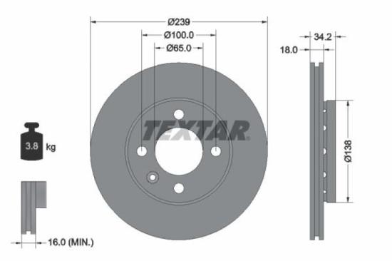 TEXTAR Bremsscheibe 92072003 + Bremsbelagsatz, Scheibenbremse 2194502 Bild TEXTAR Bremsscheibe 92072003 + Bremsbelagsatz, Scheibenbremse 2194502