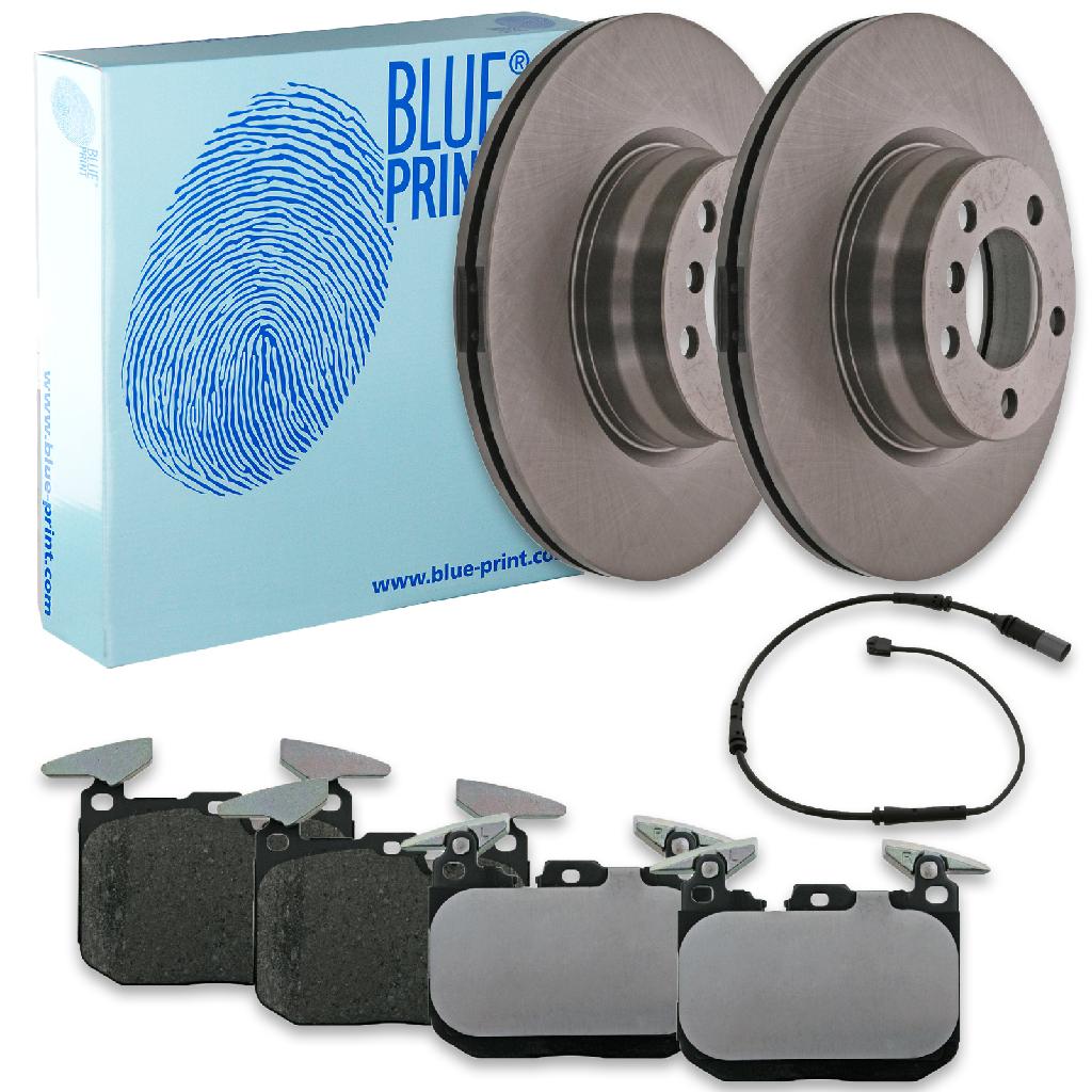 FEBI BILSTEIN Warnkontakt, Bremsbelagverschleiß 39138 BLUE PRINT Bremsscheibe ADB114339 + Bremsbelagsatz, Scheibenbremse ADB114231