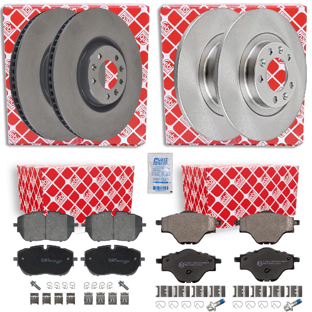 FEBI BILSTEIN Bremsbelagsatz, Scheibenbremse 116242 + Bremsscheibe 107717 + Bremsbelagsatz, Scheibenbremse 116342 + Bremsscheibe 104169