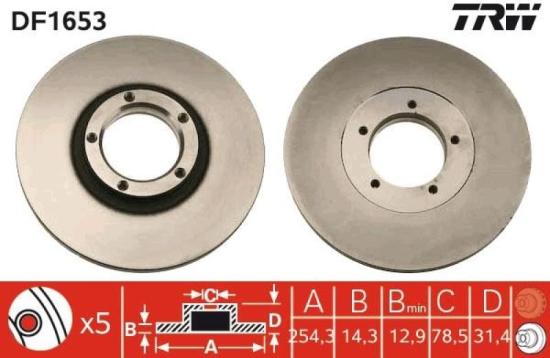 TRW Bremsbelagsatz, Scheibenbremse GDB349 + Bremsscheibe DF1653 Bild TRW Bremsbelagsatz, Scheibenbremse GDB349 + Bremsscheibe DF1653