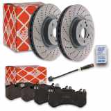 FEBI BILSTEIN Bremsscheibe 44071 + Bremsbelagsatz, Scheibenbremse 116141 + Warnkontakt, Bremsbelagverschleiß 26370