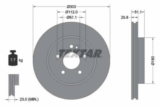 TEXTAR Bremsscheibe 92089905 + Bremsbelagsatz, Scheibenbremse 2319303 Bild TEXTAR Bremsscheibe 92089905 + Bremsbelagsatz, Scheibenbremse 2319303