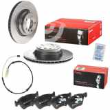 BREMBO Warnkontakt, Bremsbelagverschleiß A 00 436 + Bremsbelagsatz, Scheibenbremse P 06 040 + Bremsscheibe 09.A259.11