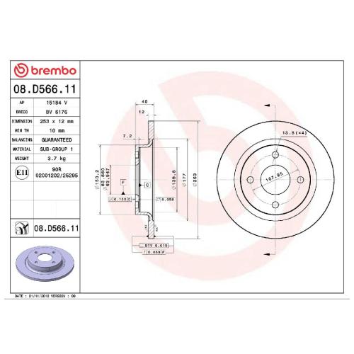 BREMBO Bremsscheibe 08.D566.11 + Bremsbelagsatz, Scheibenbremse P 24 204 Bild BREMBO Bremsscheibe 08.D566.11 + Bremsbelagsatz, Scheibenbremse P 24 204