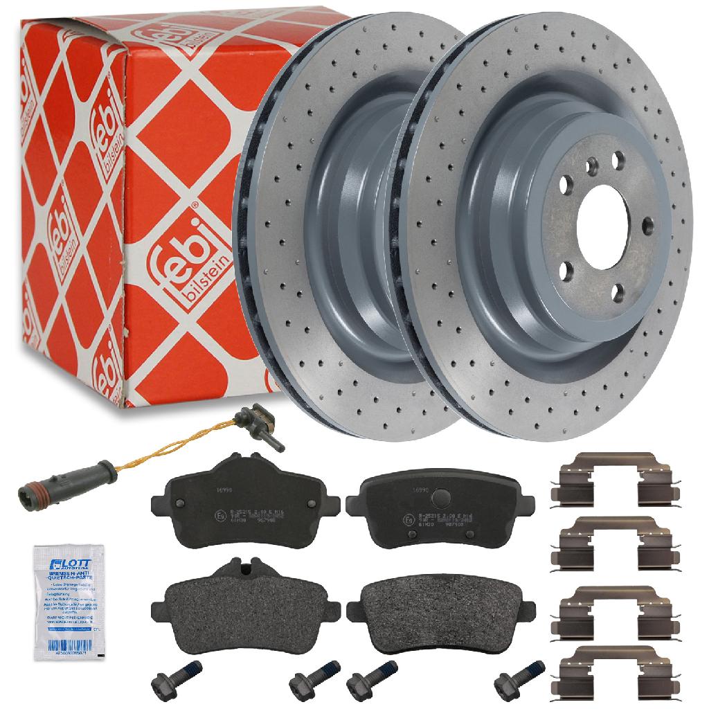 FEBI BILSTEIN Bremsbelagsatz, Scheibenbremse 16990 + Bremsscheibe 106606 + Warnkontakt, Bremsbelagverschleiß 19186