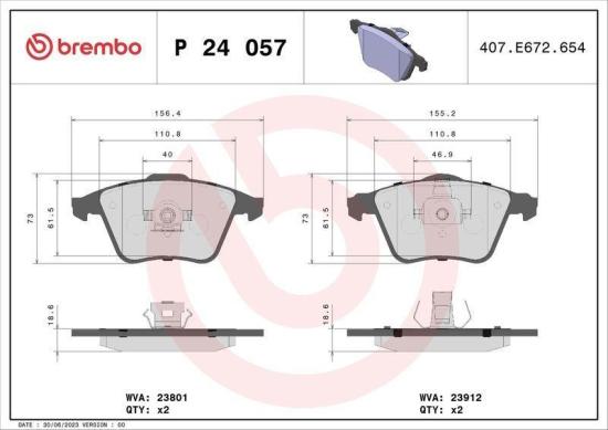BREMBO Bremsbelagsatz, Scheibenbremse P 59 042 + Bremsscheibe 09.C542.11 + Bremsscheibe 08.9975.11 + Bremsbelagsatz, Scheibenbremse P 24 057 Bild BREMBO Bremsbelagsatz, Scheibenbremse P 59 042 + Bremsscheibe 09.C542.11 + Bremsscheibe 08.9975.11 + Bremsbelagsatz, Scheibenbremse P 24 057
